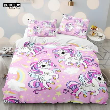 pink winged unicorn allover bedding - lifestyle
