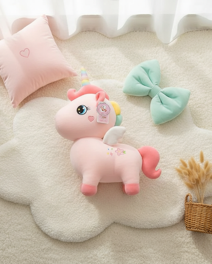 pink winged unicorn plush - flat-lay
