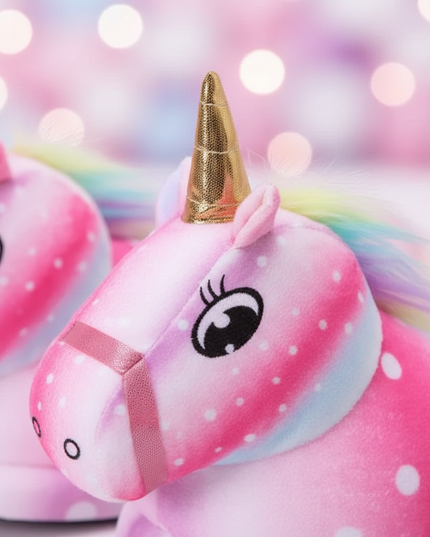 pink winged unicorn slippers - detail