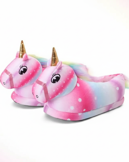 pink winged unicorn slippers - white-bg