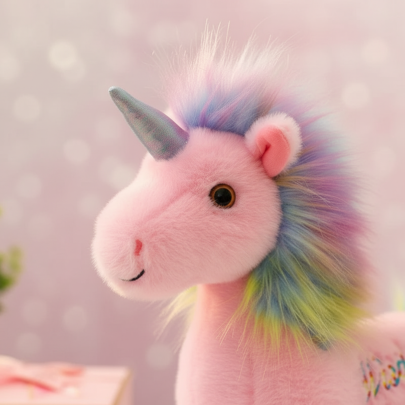 pink wisdom unicorn plush - detail