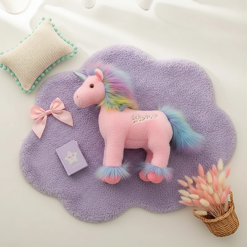 pink wisdom unicorn plush - flat-lay