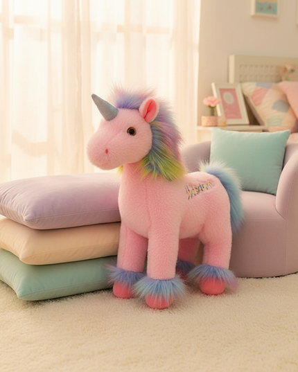 pink wisdom unicorn plush - lifestyle