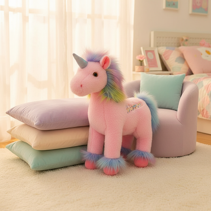 pink wisdom unicorn plush - lifestyle