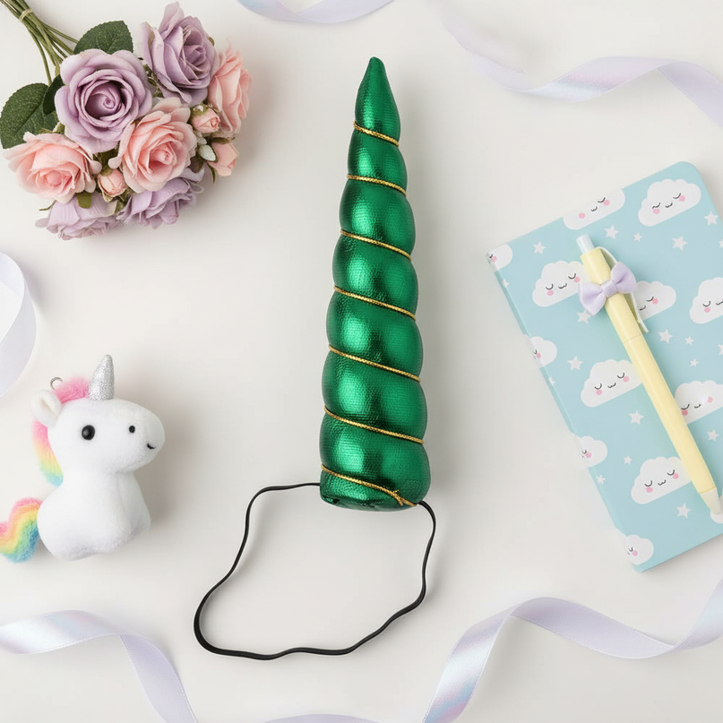 pistachio unicorn headband - flat-lay