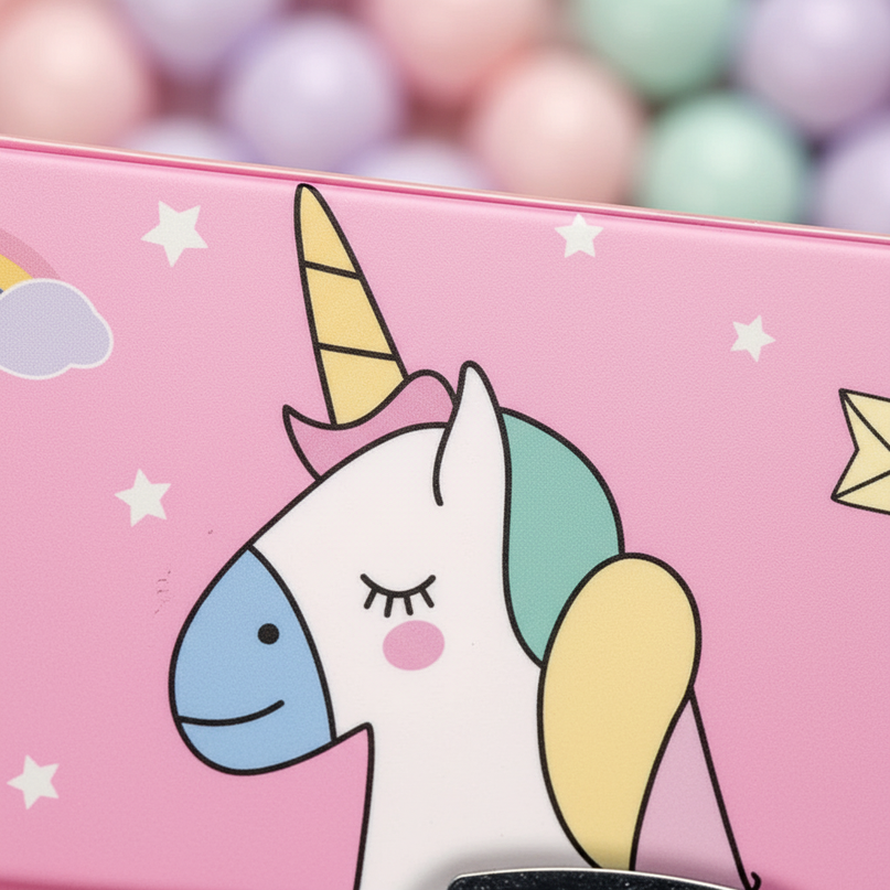 playful unicorn pencil case - detail