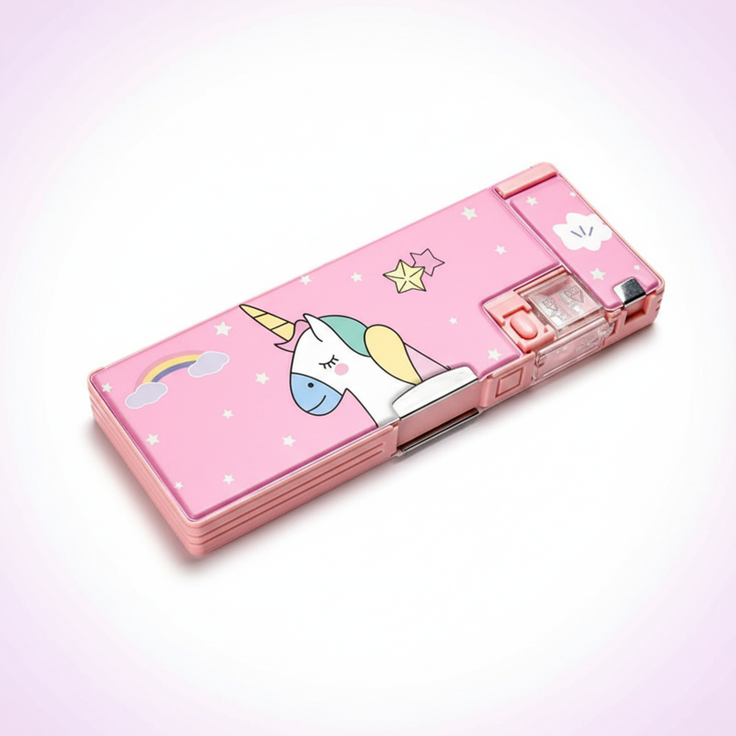 playful unicorn pencil case - white-bg