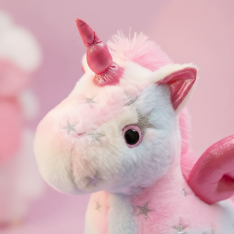 plush pink unicorn - detail
