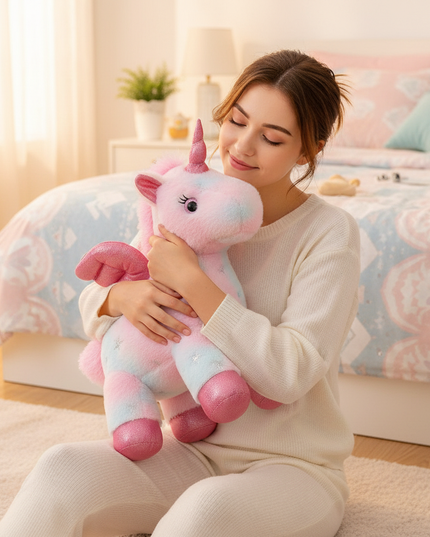 plush pink unicorn - in-use
