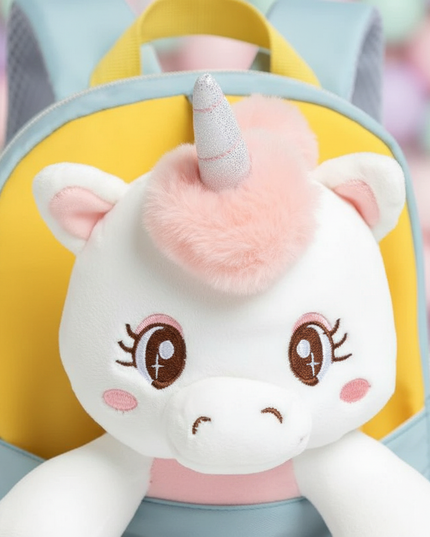 plush unicorn backpack for toddler - detail