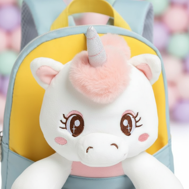plush unicorn backpack for toddler - detail
