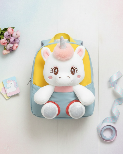 plush unicorn backpack for toddler - flat-lay