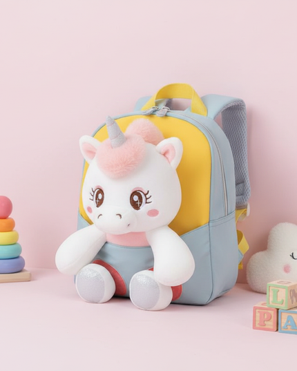 plush unicorn backpack for toddler - lifestyle