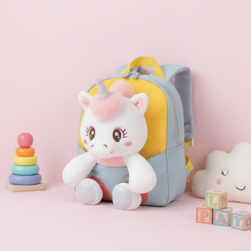 plush unicorn backpack for toddler - lifestyle