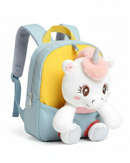 plush unicorn backpack for toddler - white-bg