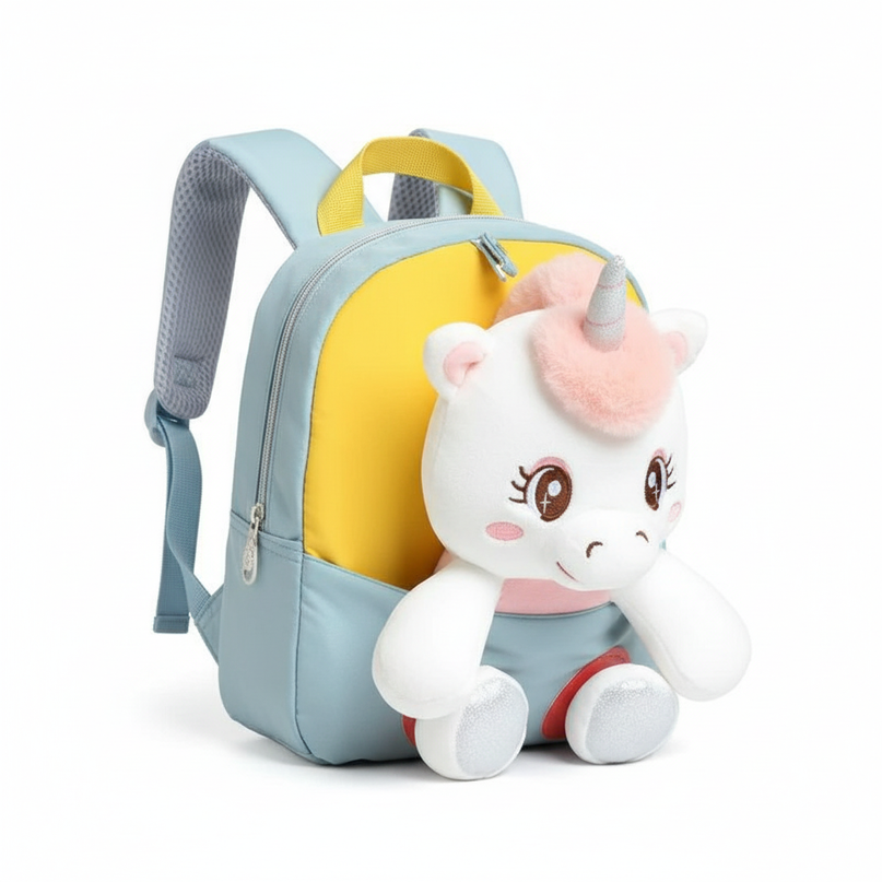 plush unicorn backpack for toddler - white-bg