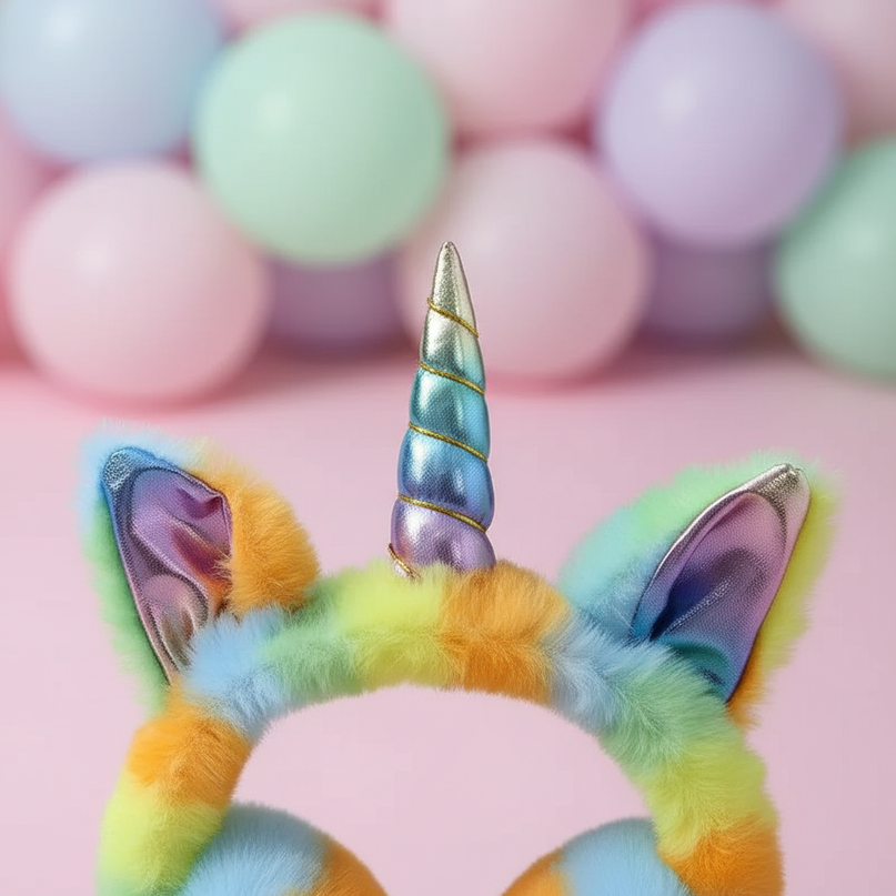 plush unicorn earmuffs - detail