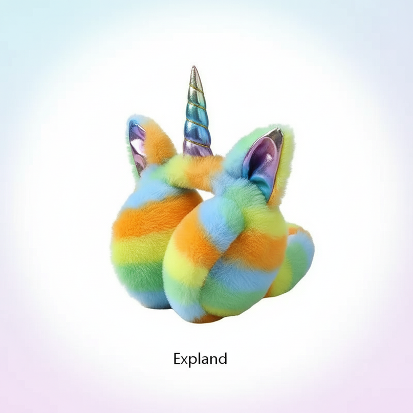 plush unicorn earmuffs - white-bg