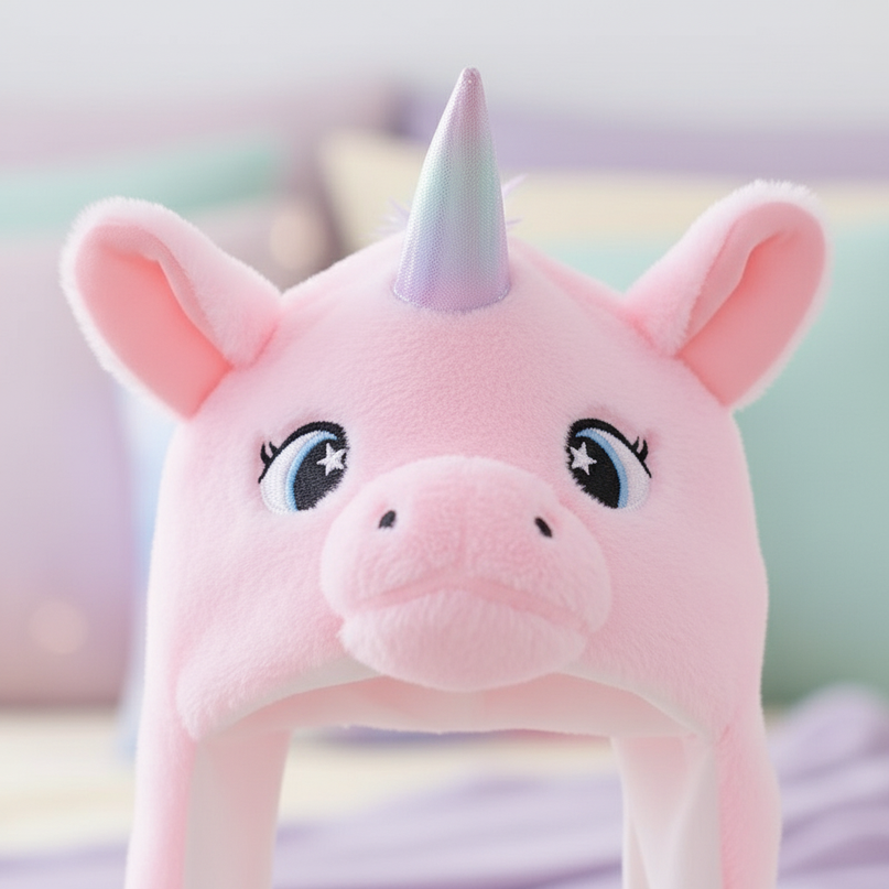 plush unicorn hat - detail