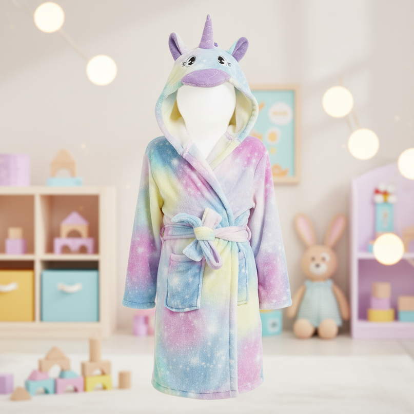 plush unicorn kids robe - lifestyle