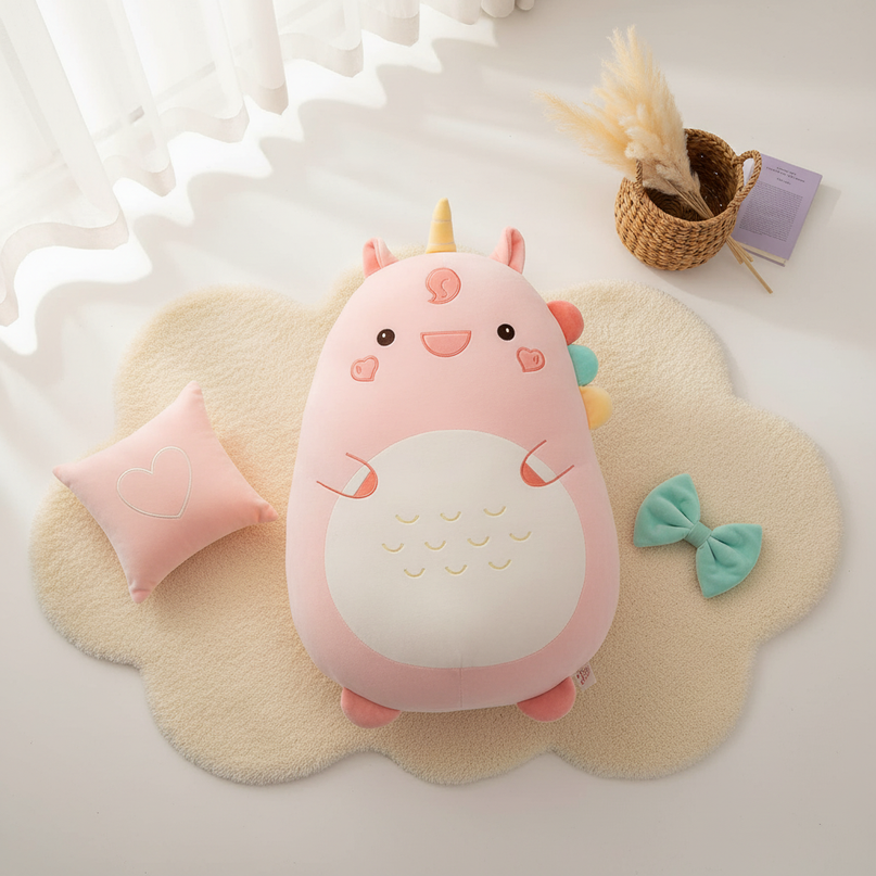 plush unicorn pillow - flat-lay