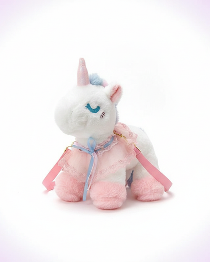 plush unicorn purse - white-bg