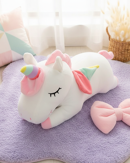 plush unicorn rainbow - flat-lay