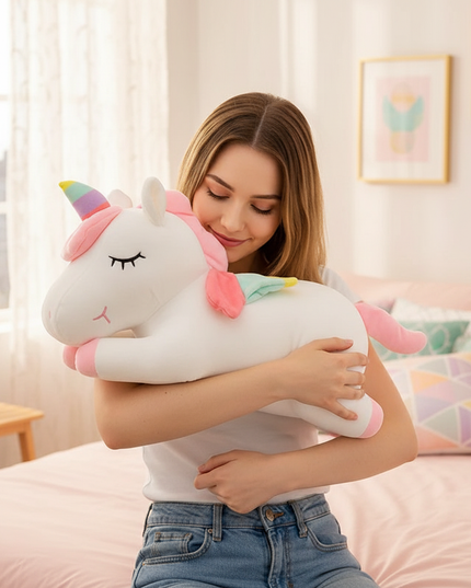 plush unicorn rainbow - in-use