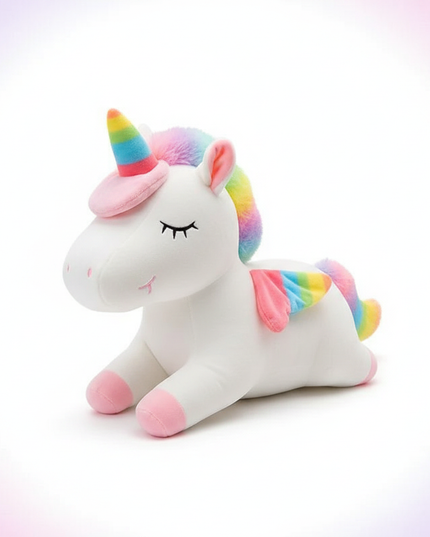 plush unicorn rainbow - white-bg