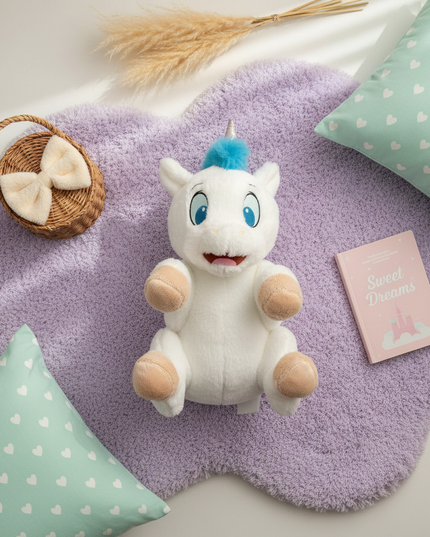 plush unicorn toy - flat-lay