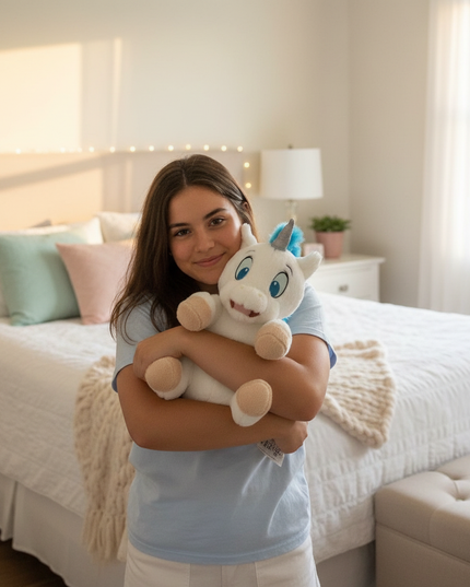 plush unicorn toy - in-use