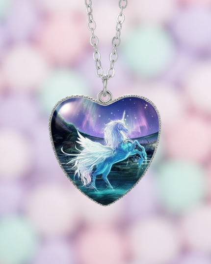 prancing unicorn necklace - detail