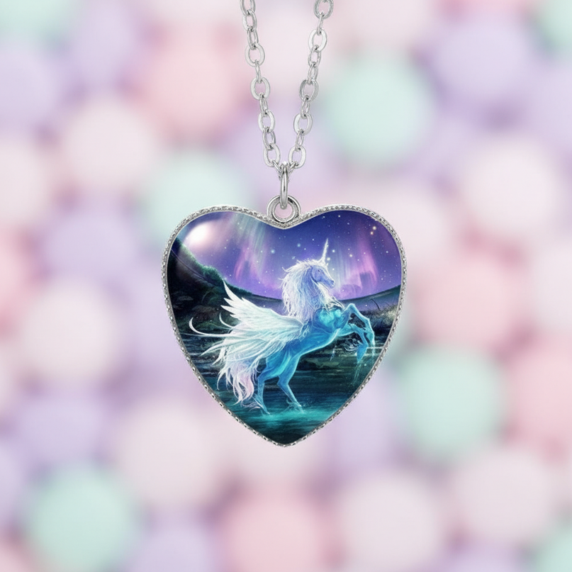 prancing unicorn necklace - detail