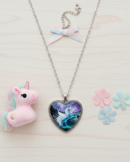 prancing unicorn necklace - flat-lay