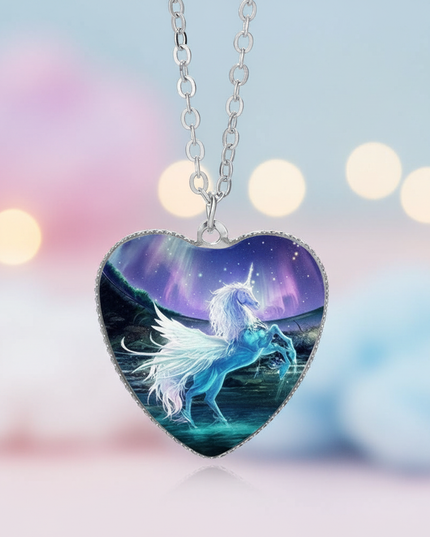 prancing unicorn necklace - lifestyle
