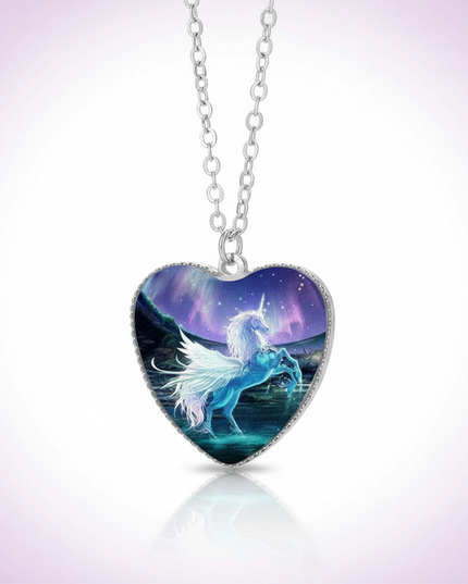 prancing unicorn necklace - white-bg