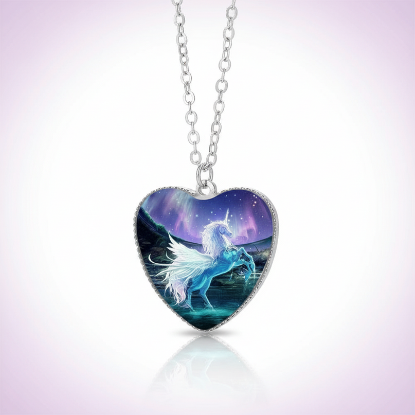 prancing unicorn necklace - white-bg