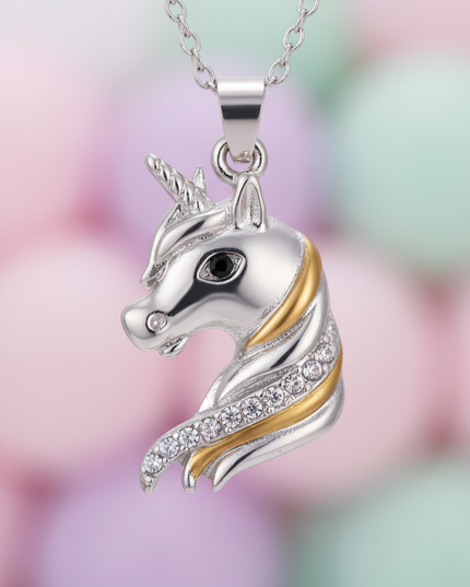 pretty unicorn head necklace - detail