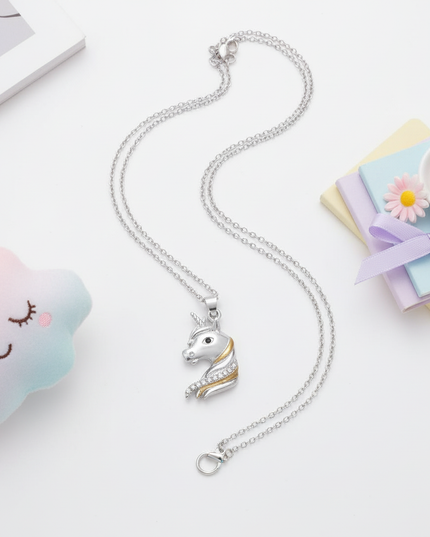 pretty unicorn head necklace - flat-lay