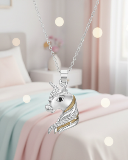pretty unicorn head necklace - lifestyle