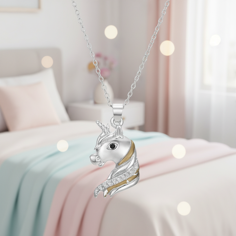 pretty unicorn head necklace - lifestyle