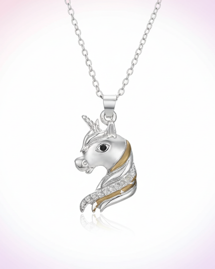pretty unicorn head necklace - white-bg