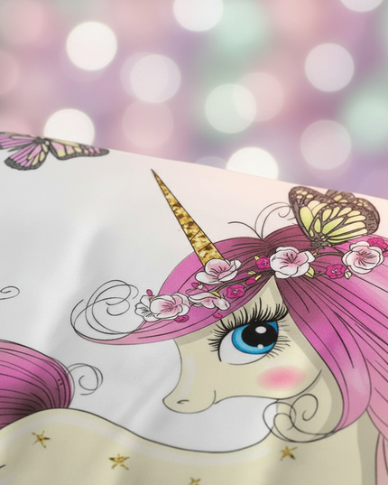 princess girl butterfly unicorn bedding - detail