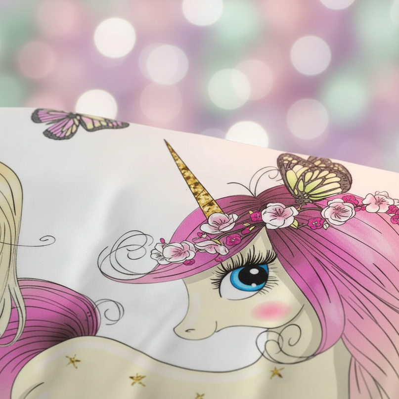 princess girl butterfly unicorn bedding - detail