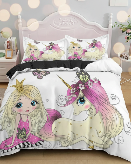 princess girl butterfly unicorn bedding - lifestyle