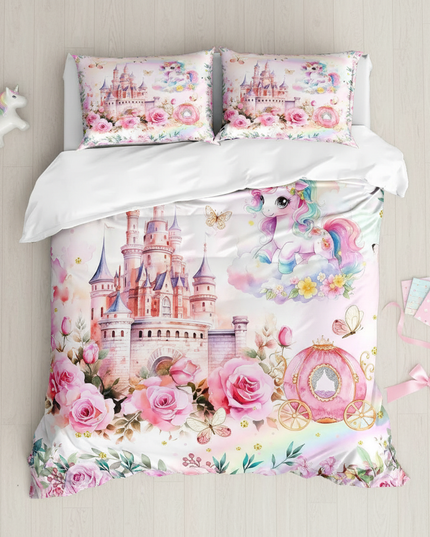 princess unicorn bedding - flat-lay