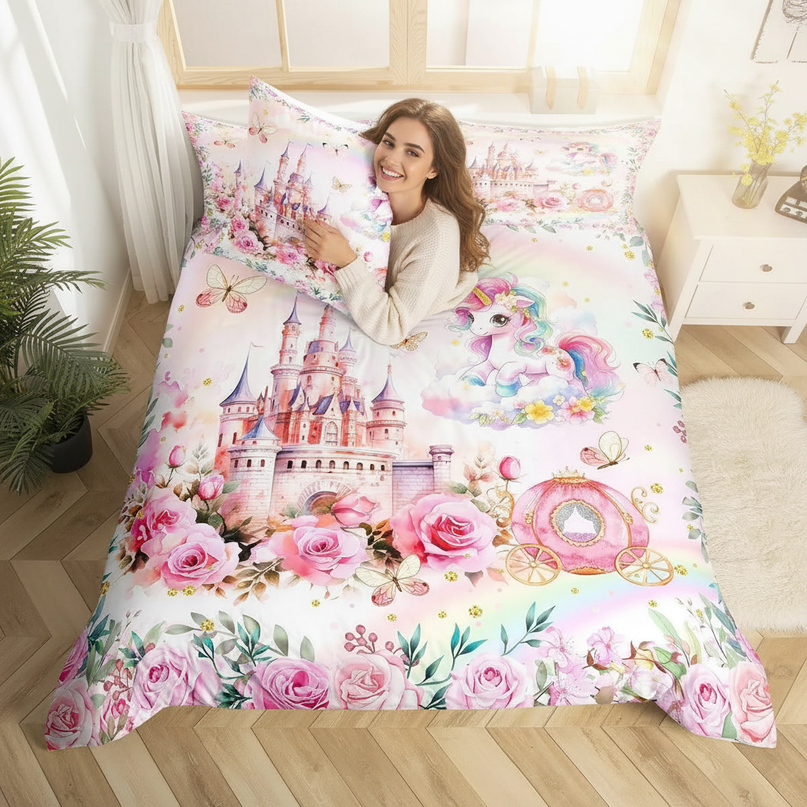 princess unicorn bedding - in-use