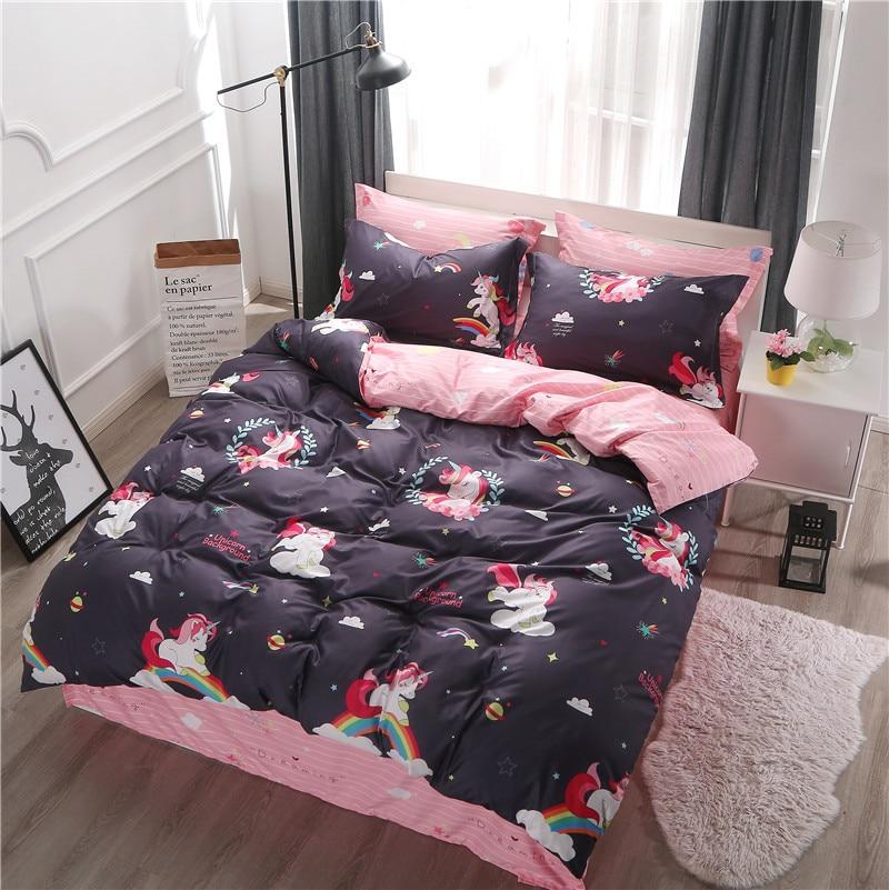 Pink Kawaii Unicorn Bed Set
