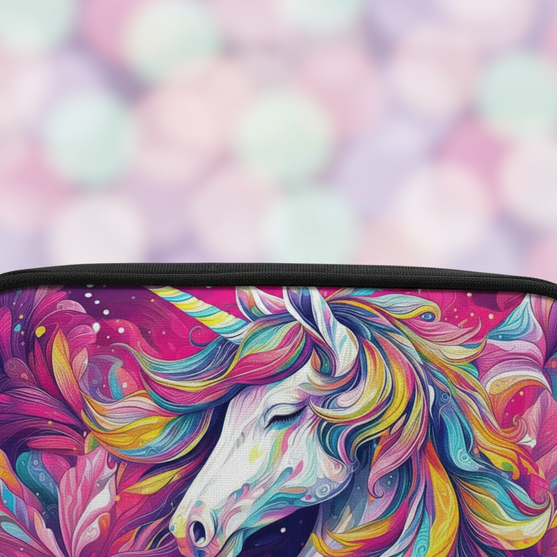 psychedelic unicorn pencil case - detail