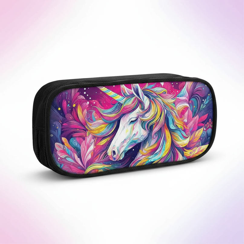 psychedelic unicorn pencil case - white-bg